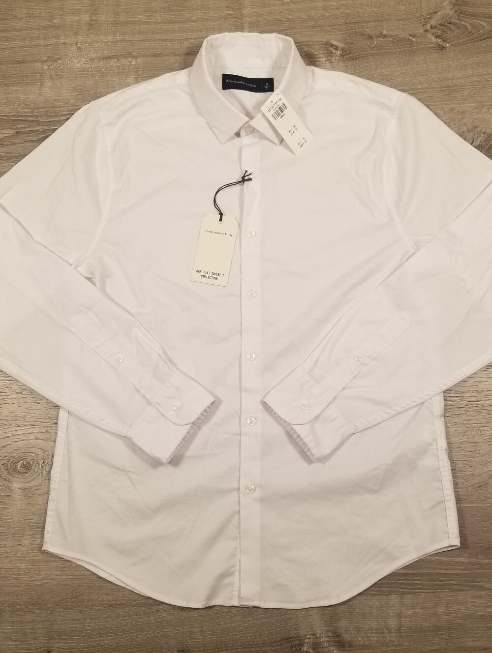NWT Abercrombie Fitch Dress Shirt Mens S White Knit Long Sleeve Button Up Preppy
